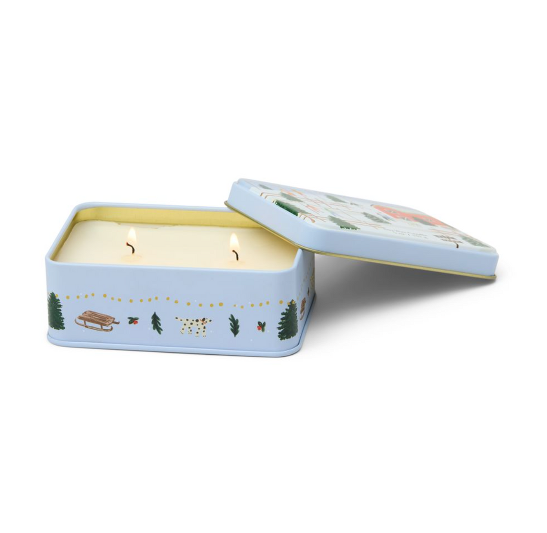 Christmas Tin Candle - Farm Scene - Vanilla Bean, Tabac & Pine