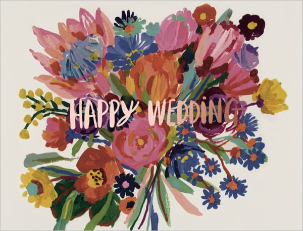 Red Cap Card - Happy Wedding Flowers