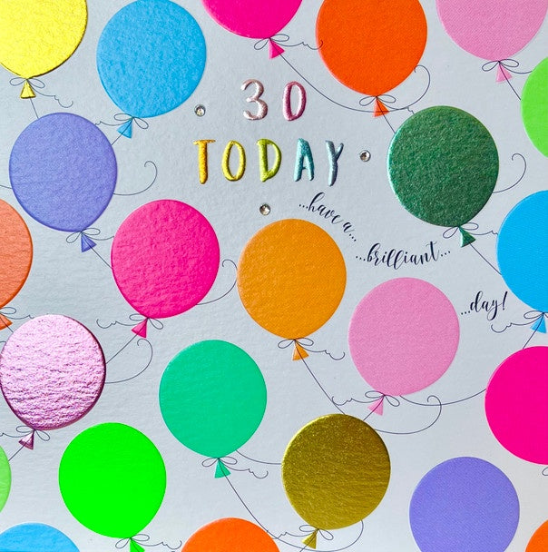 Rainbow Drops Card - HB 30th Balloons (with Gems)