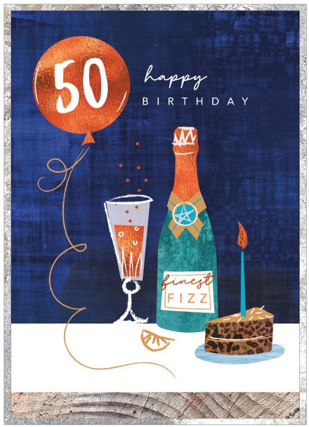 Cobalt Card - 50th Champagne Cake