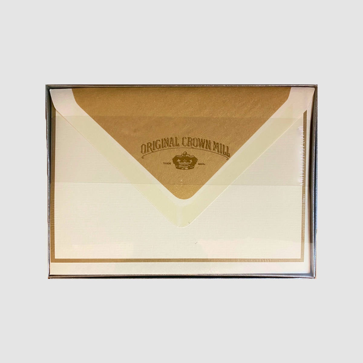 Boxed Card and Envelope Set - Cream/Gold - Original Crown Mill