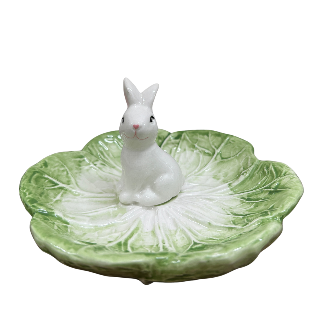 Bunny/Cabbage Ceramic Trinket  Dish