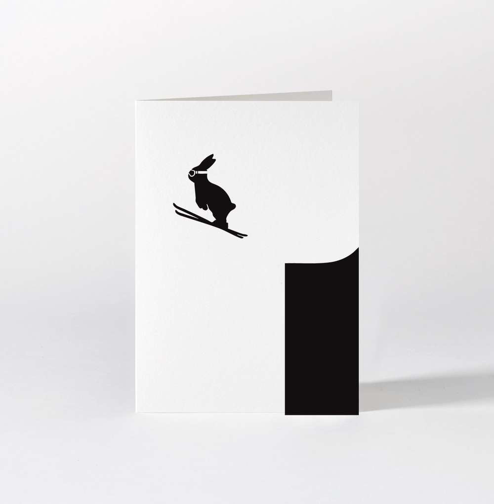 HamMade Bunny Card - Ski Jumping Rabbit