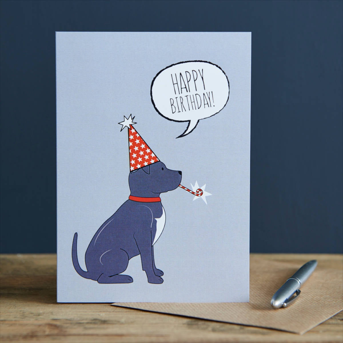 Happy Birthday Card - Staffie - Sweet William