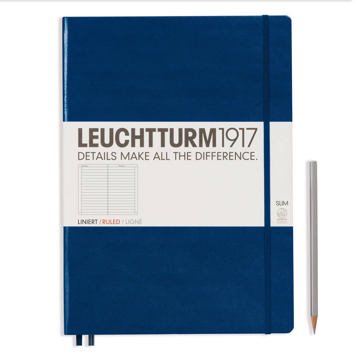 Leuchtturm Hardcover A4+ Slim Notebook - Navy, Lined