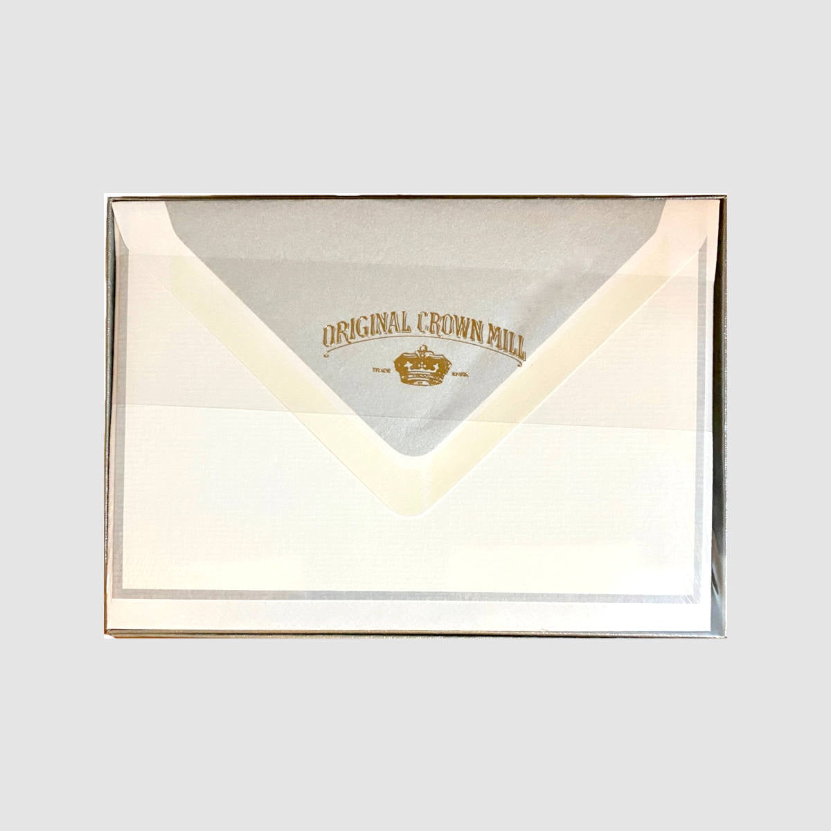 Boxed Card and Envelope Set - White/Silver - Original Crown Mill