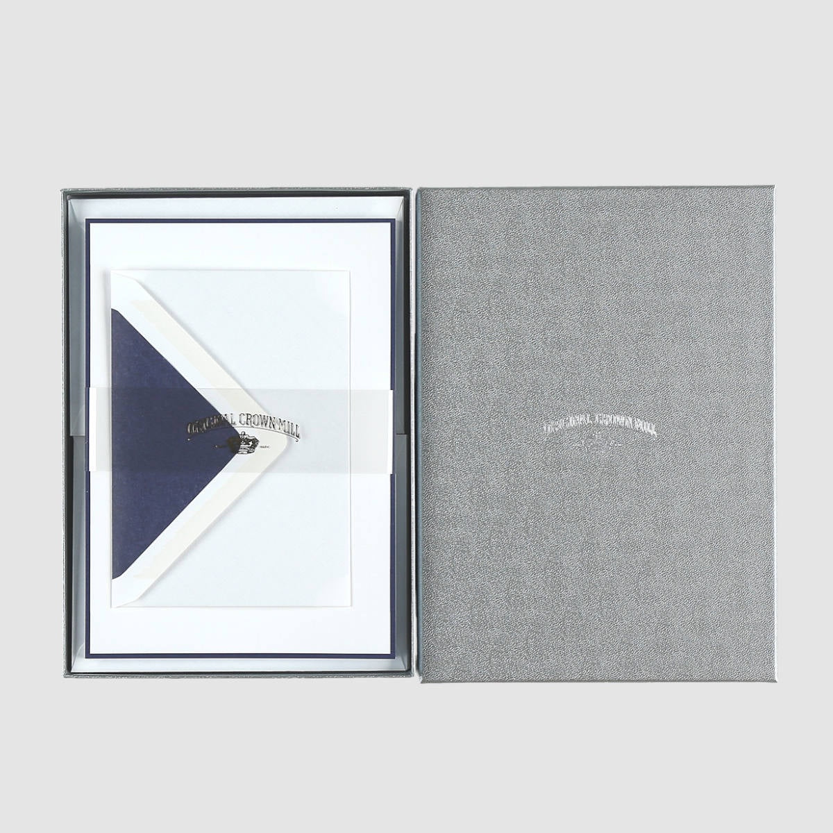 Boxed A5 Sheet and Envelope, Set 25 - White/Blue - Original Crown Mill