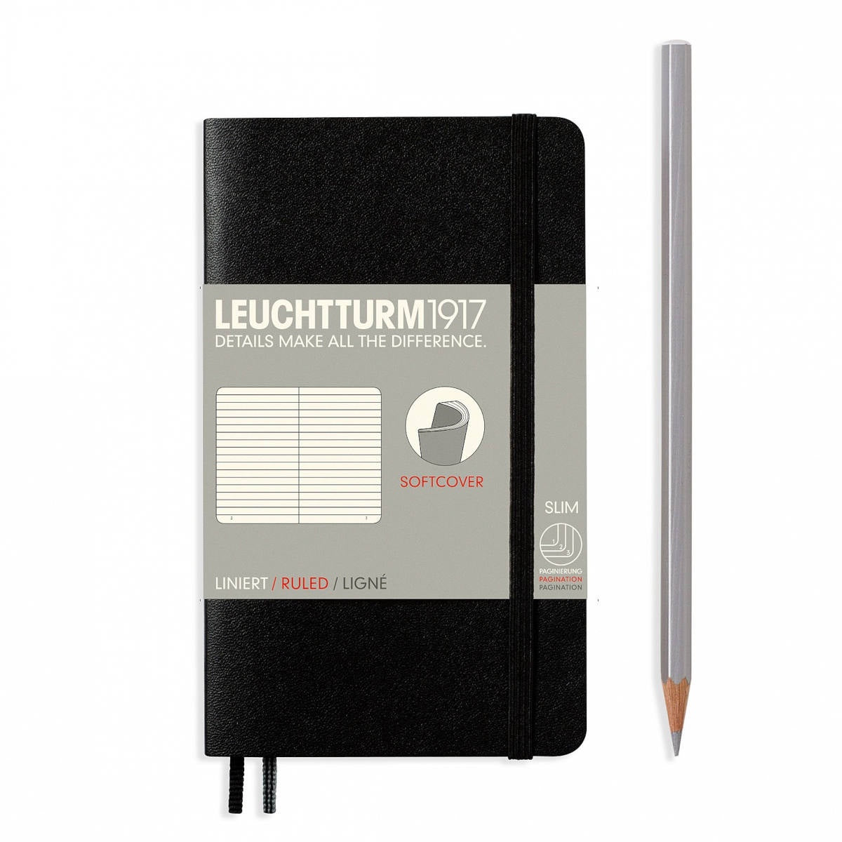 Leuchtturm Notebook, A6, Soft cover - Black, Lined, A6