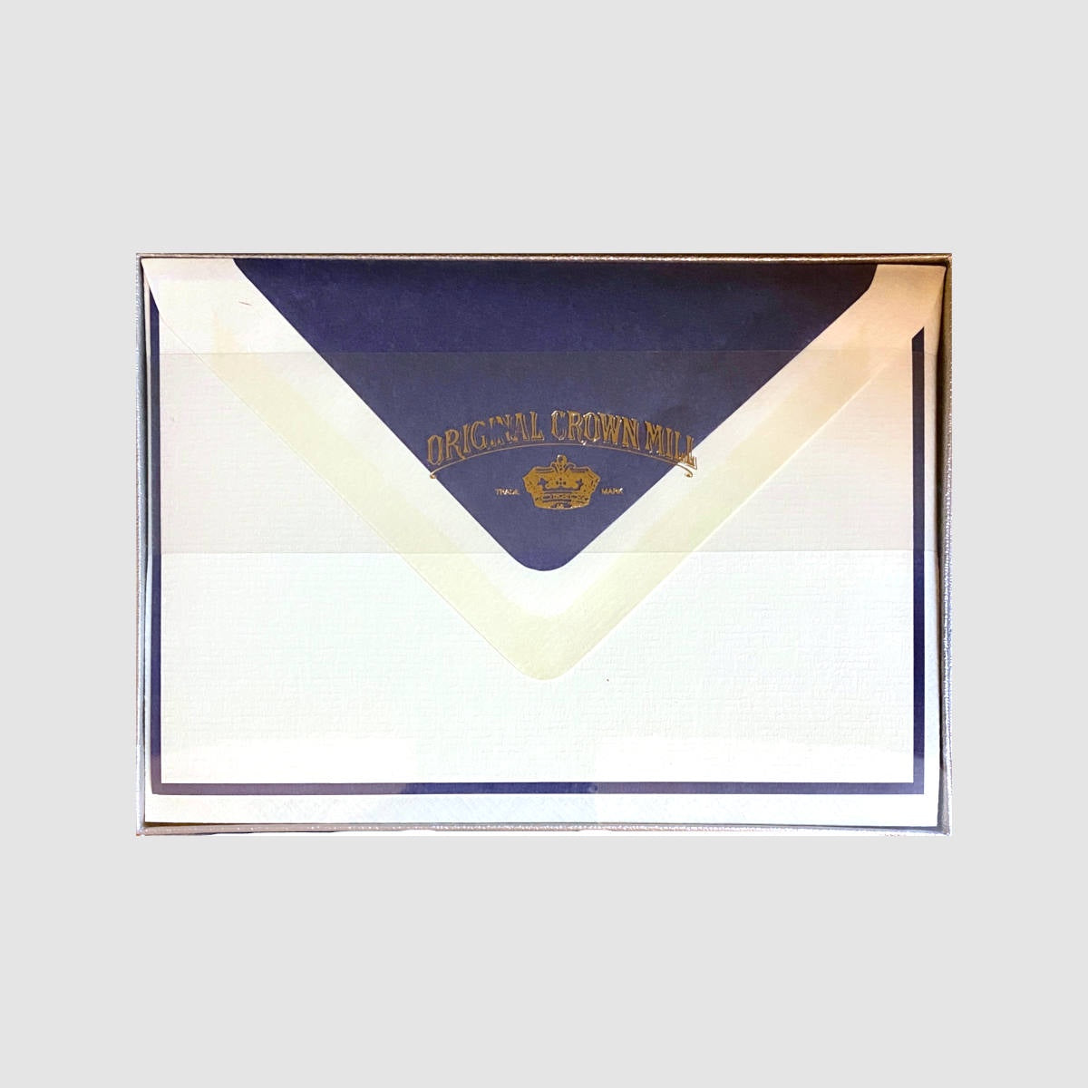 Boxed Card and Envelope Set - White/Dark Blue - Original Crown Mill
