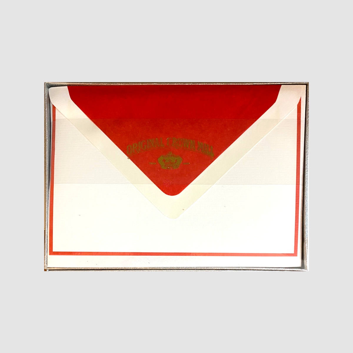 Boxed Card and Envelope Set - White/Red - Original Crown Mill
