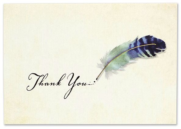 Boxed Thank You Note Cards - Watercolour Quill