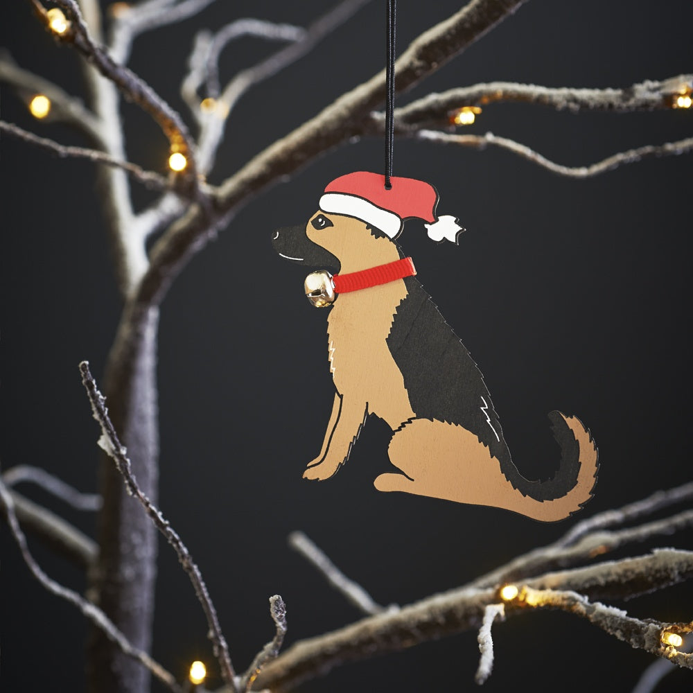 Wooden Christmas Decoration - German Shepherd - Sweet William