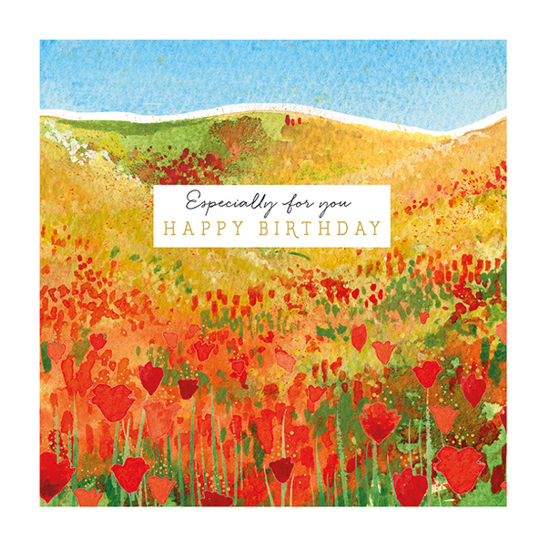 Birthday Card - Poppy Field - The Art File