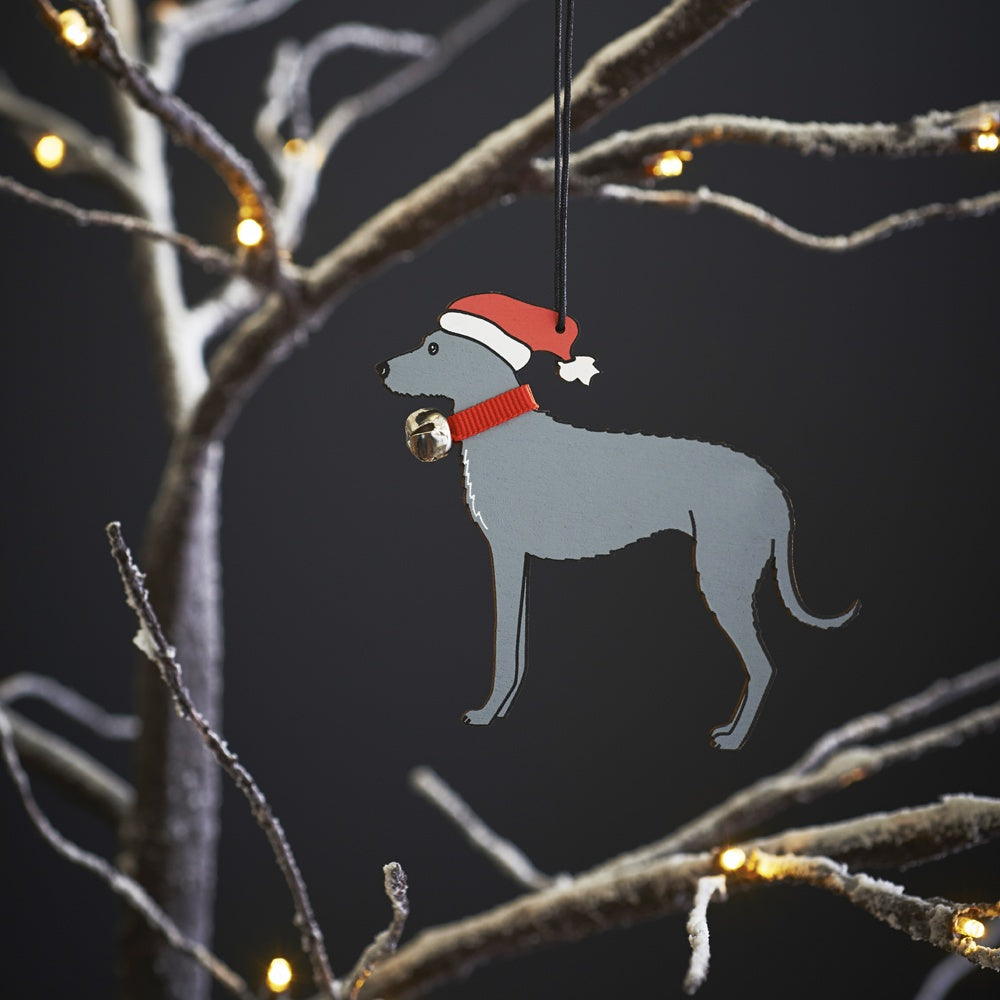 Wooden Christmas Decoration - Lurcher - Sweet William