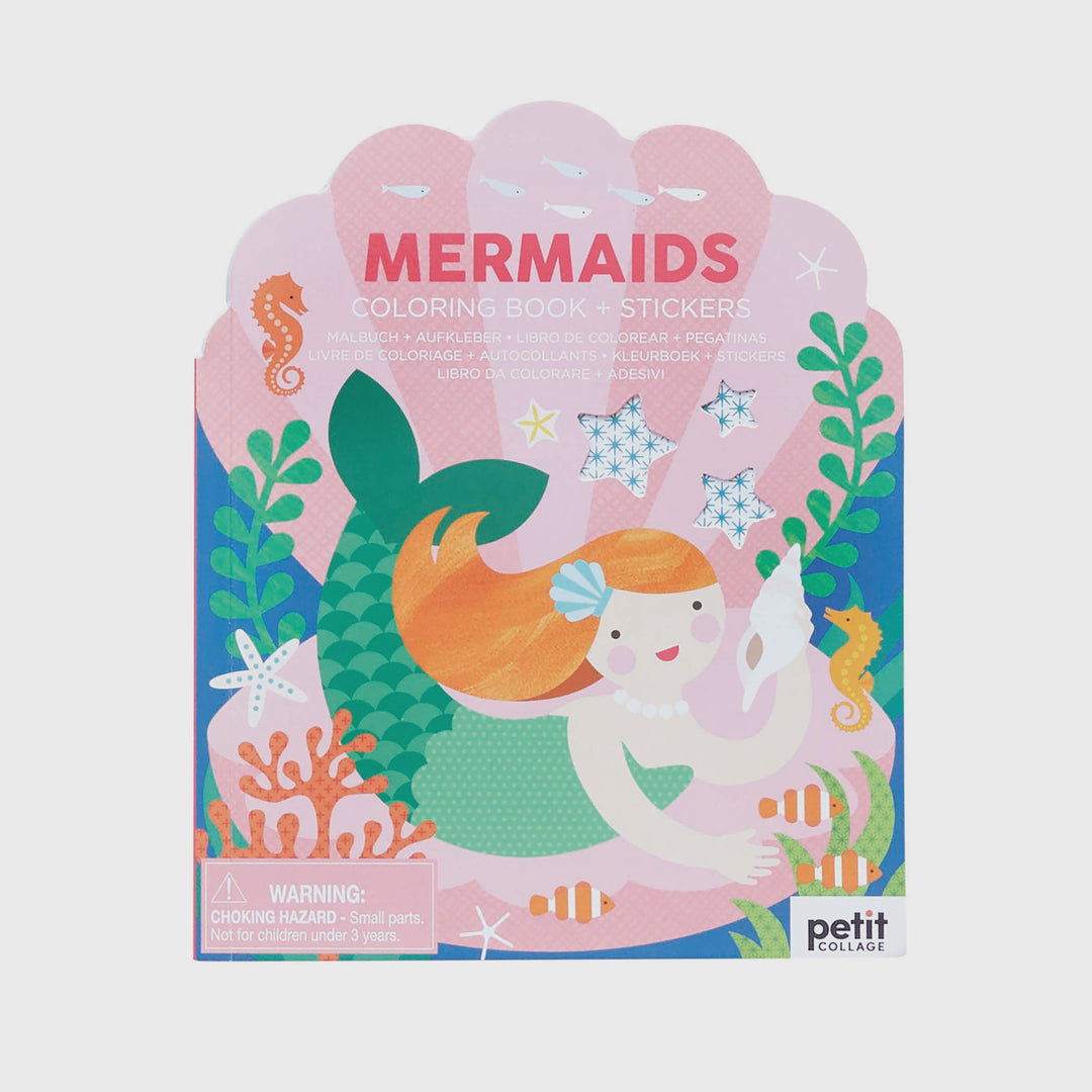 Petit Collage Colouring Book/Stickers - Mermaids