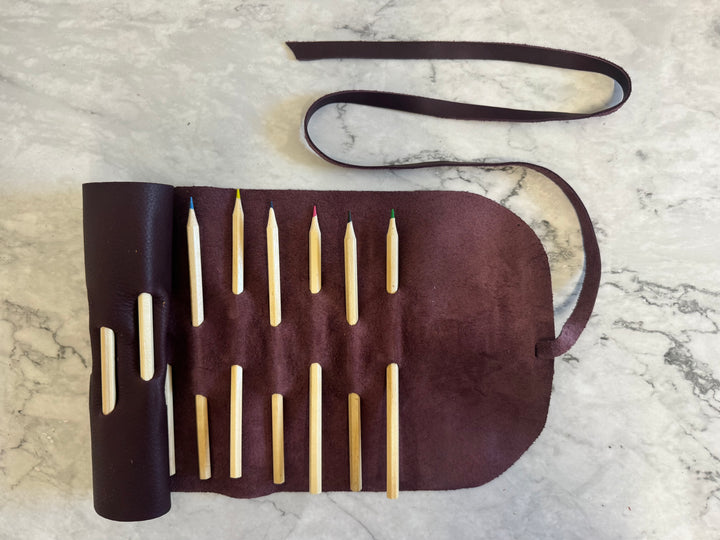 Manufactus Leather Pencil Wrap - Burgundy