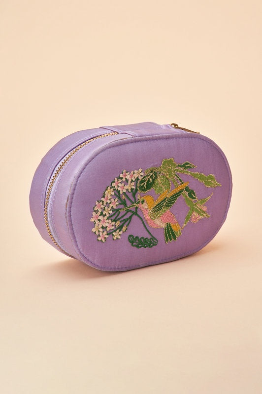 Oval Jewellery Box - Hummingbird in Lavender