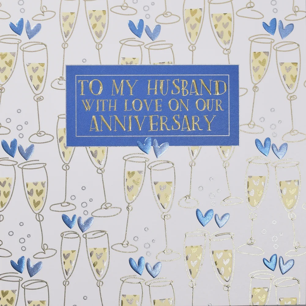 Card -  Happy Birthday Husband Champagne Glasses