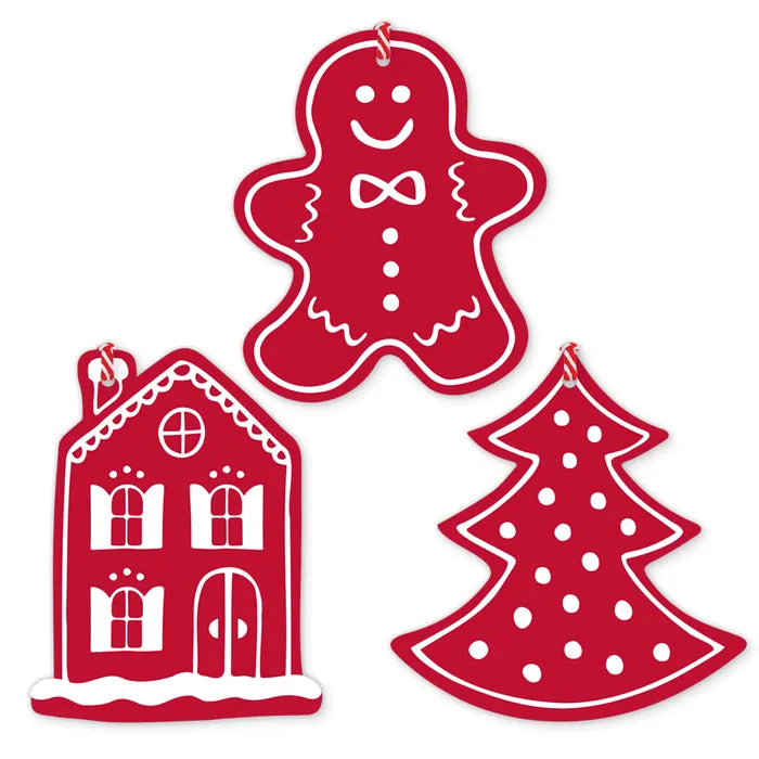 GINGERBREAD HOUSE RED GIFT TAG TRIO PACK OF 6