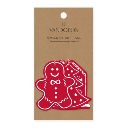 Christmas Gift Tag - Gingerbread House Red - Pack of 6