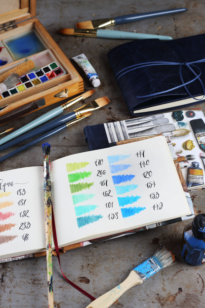 A5 Half-Leather Bound Sketchbook (Blue) - Balloon