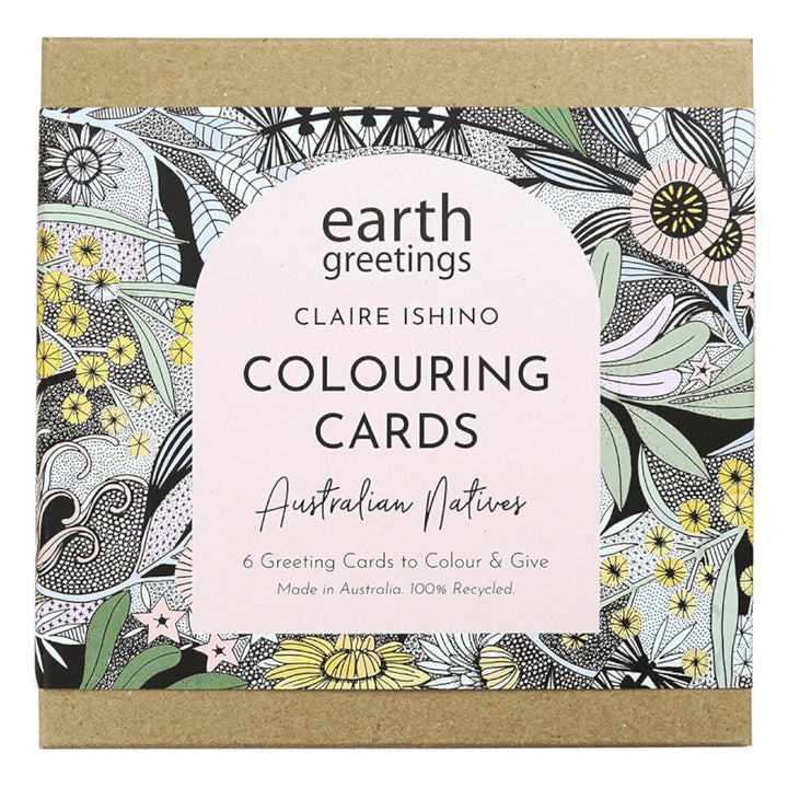 Earth Greetings Colouring Cards Pack of 6 - Australian Natives