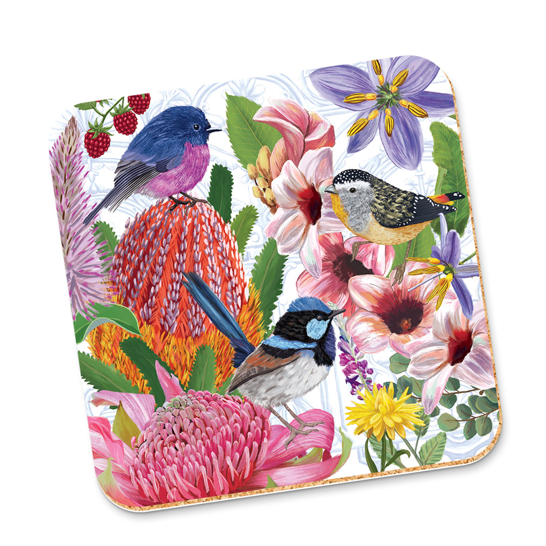 Cork Coaster - Enchanted Garden Birds - La La Land