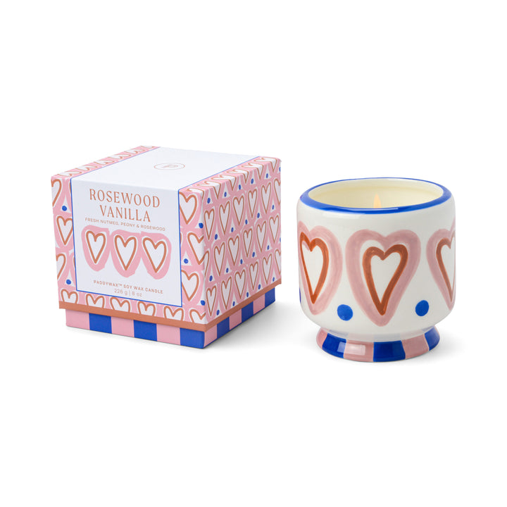 Paddywax 8oz Ceramic Candle Hearts - Rosewood Vanilla