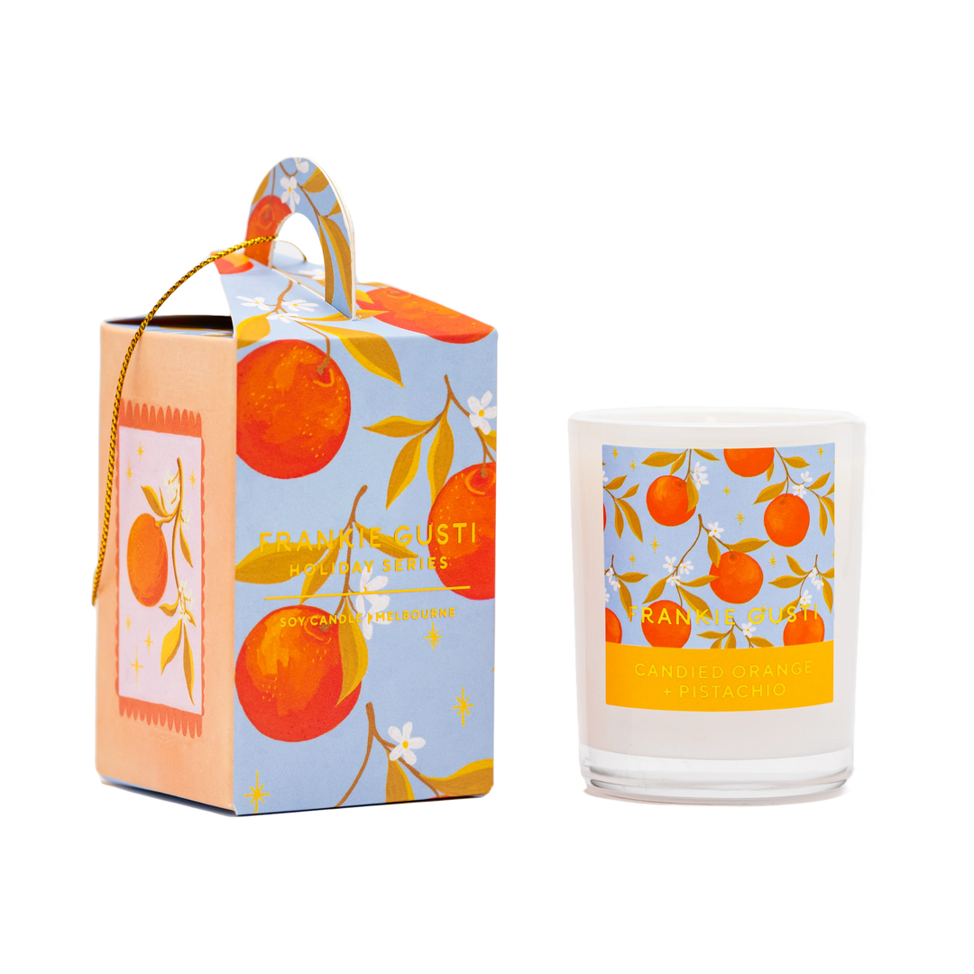 Frankie Gusti Ornament Candle - Candied Orange + Pistachio