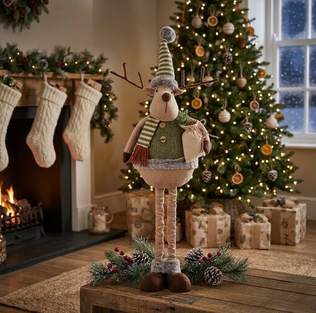 Standing Fabric Deer Decoration - Green