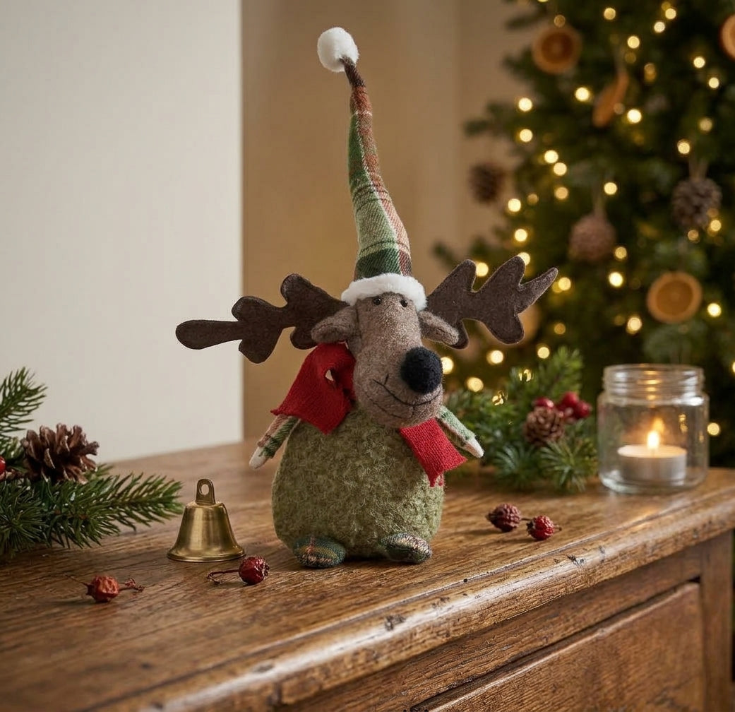 Standing Fabric Deer Decoration - Brown