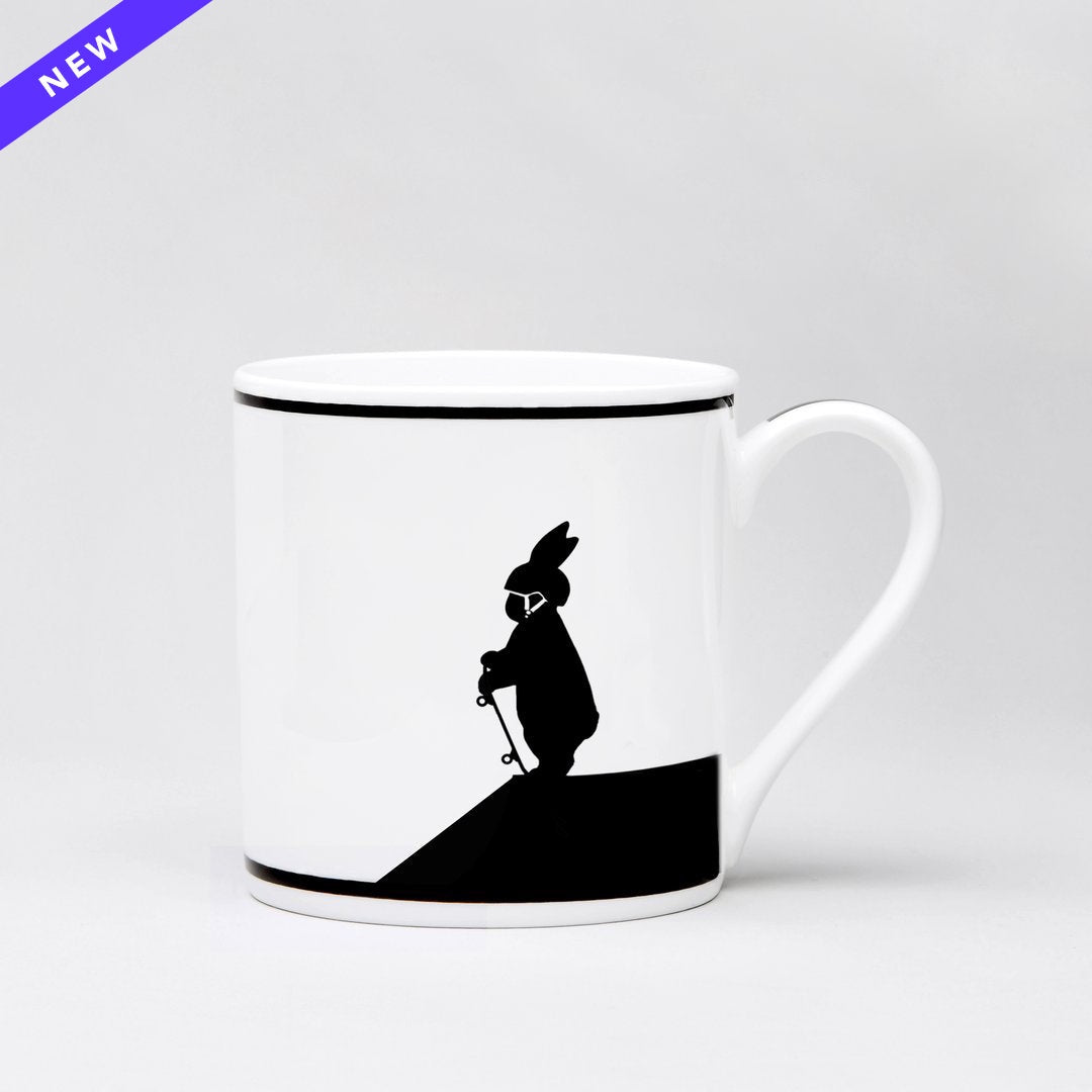 HamMade Fine China Mug - Skateboarding Rabbit