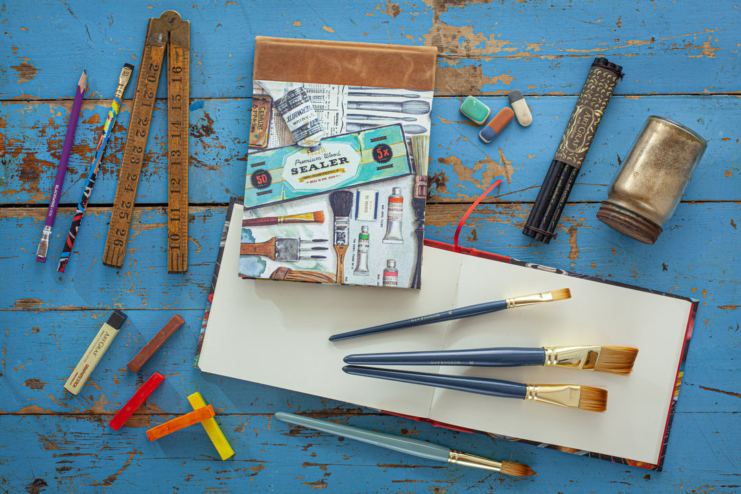 A5 Half-Leather Bound Sketchbook (Blue) - Balloon