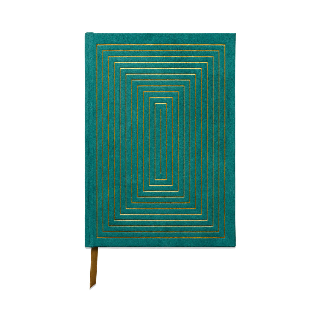 Hard Cover Suede Journal  - Linear Boxes Green