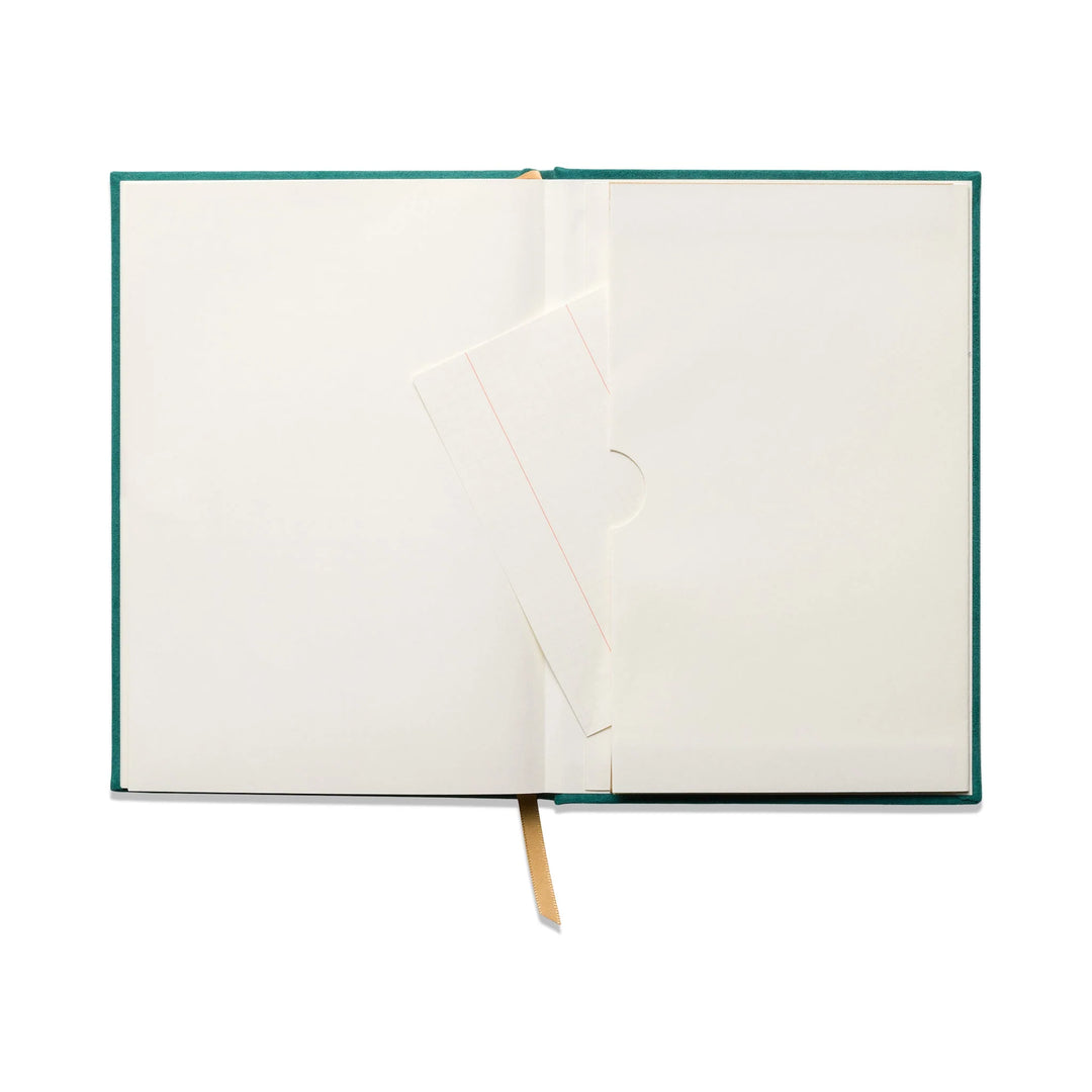 Hard Cover Suede Journal  - Linear Boxes Green