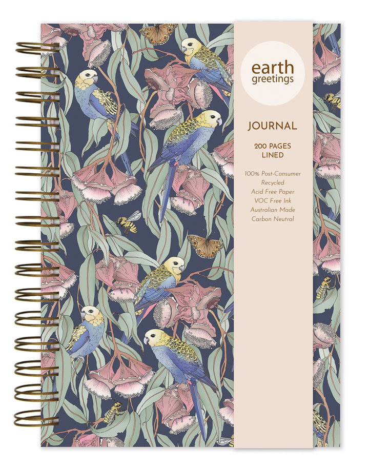 Earth Greetings A5 Journal (Lined) - Rosellas Amongst The Mallee