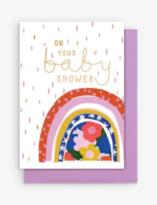 Stop The Clock Card - Baby Shower Rainbow