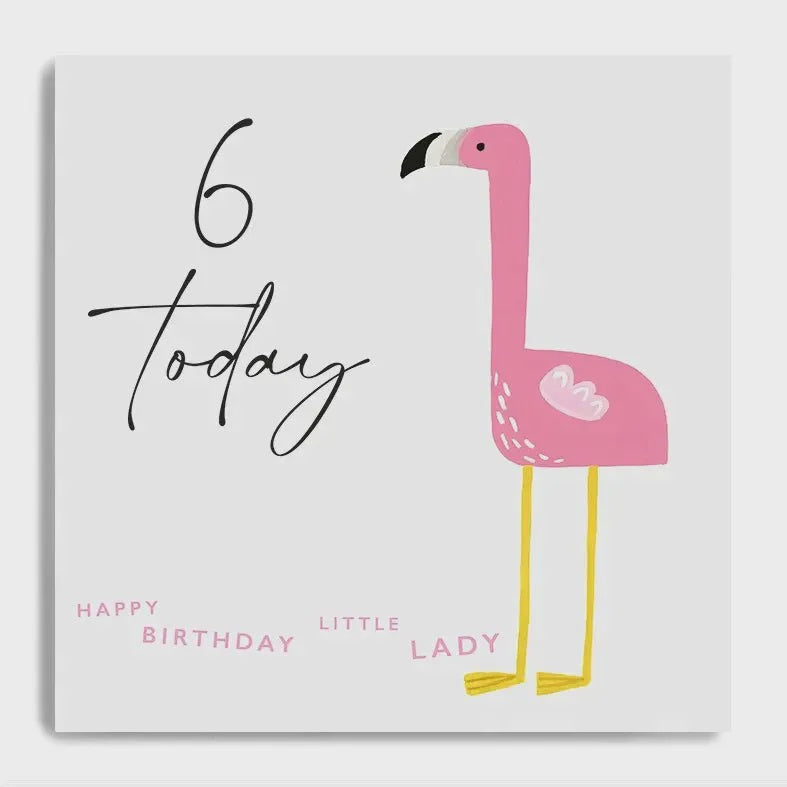 Serendipity Card - 6th Birthday Flamingo