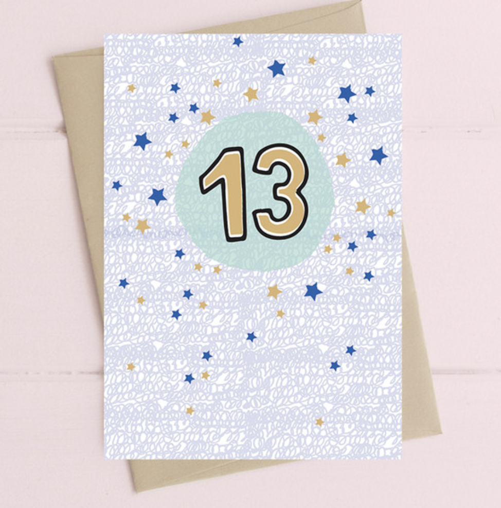 Dandelion Card - Happy 13th Birthday- Blue