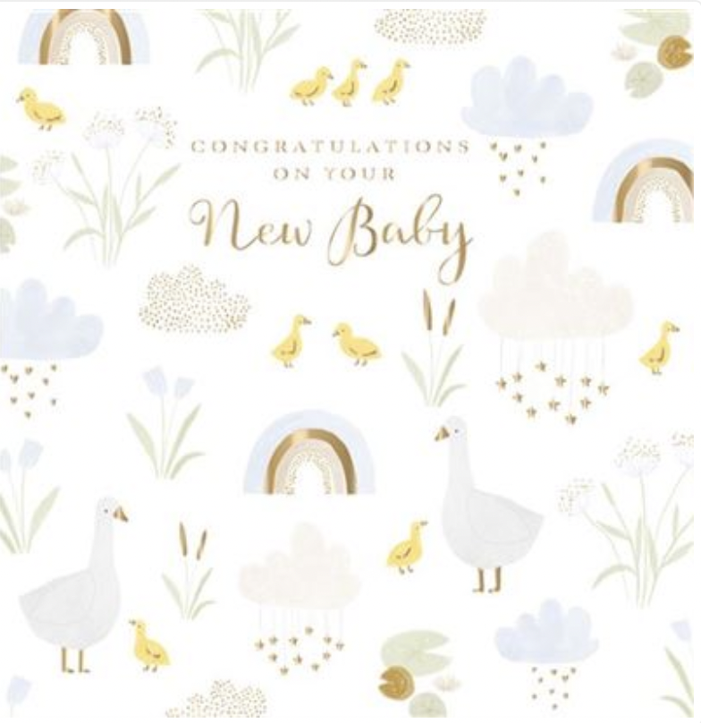 Ling Design Card - New Baby - Stars & Ducklings
