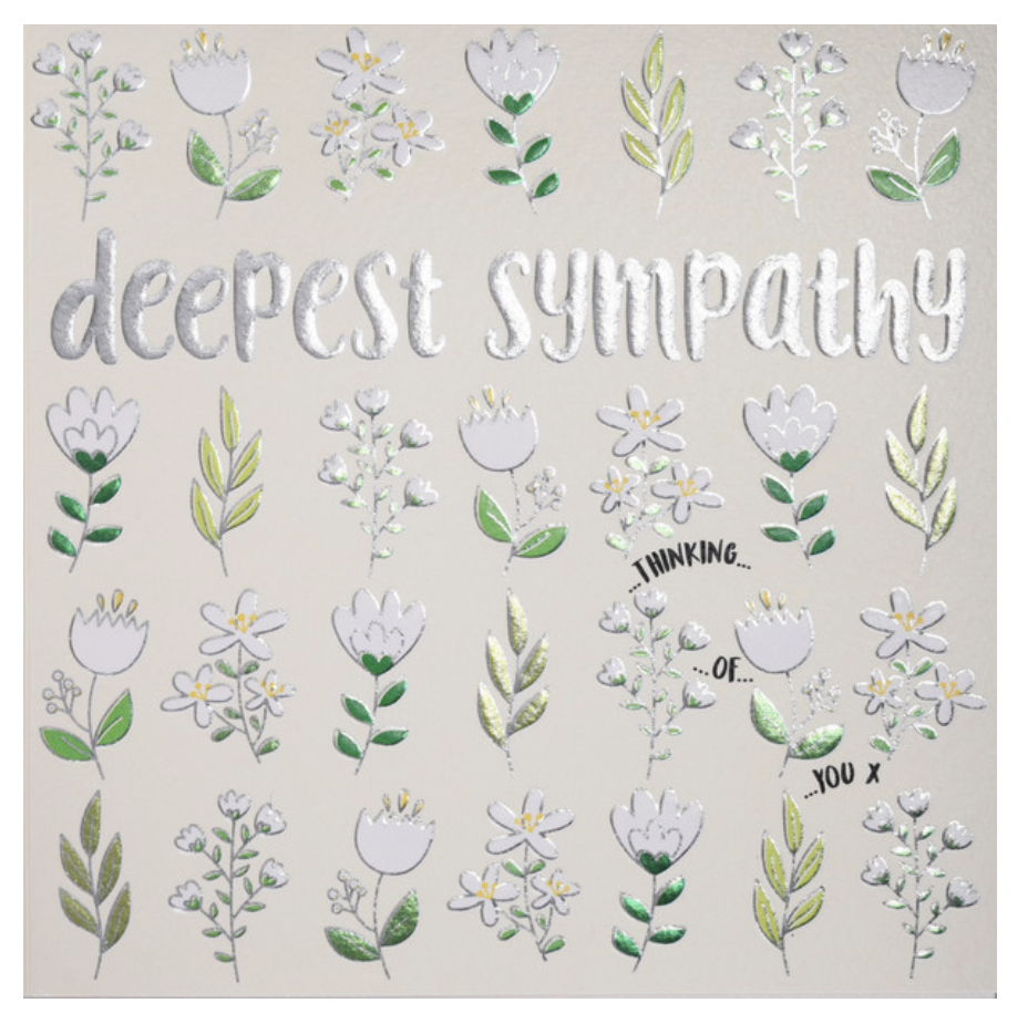 Quicksilver Foiled Card - Sympathy - White Flowers