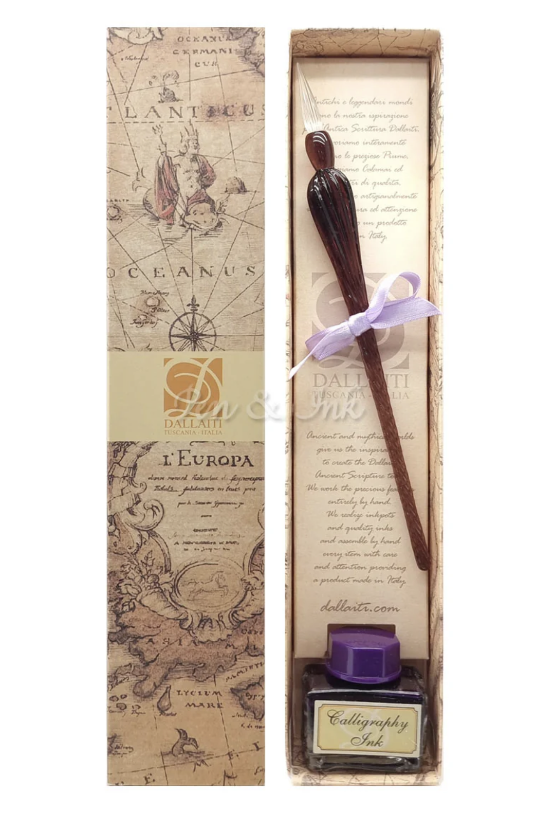 Large Glass Pen with Ink -  Purple