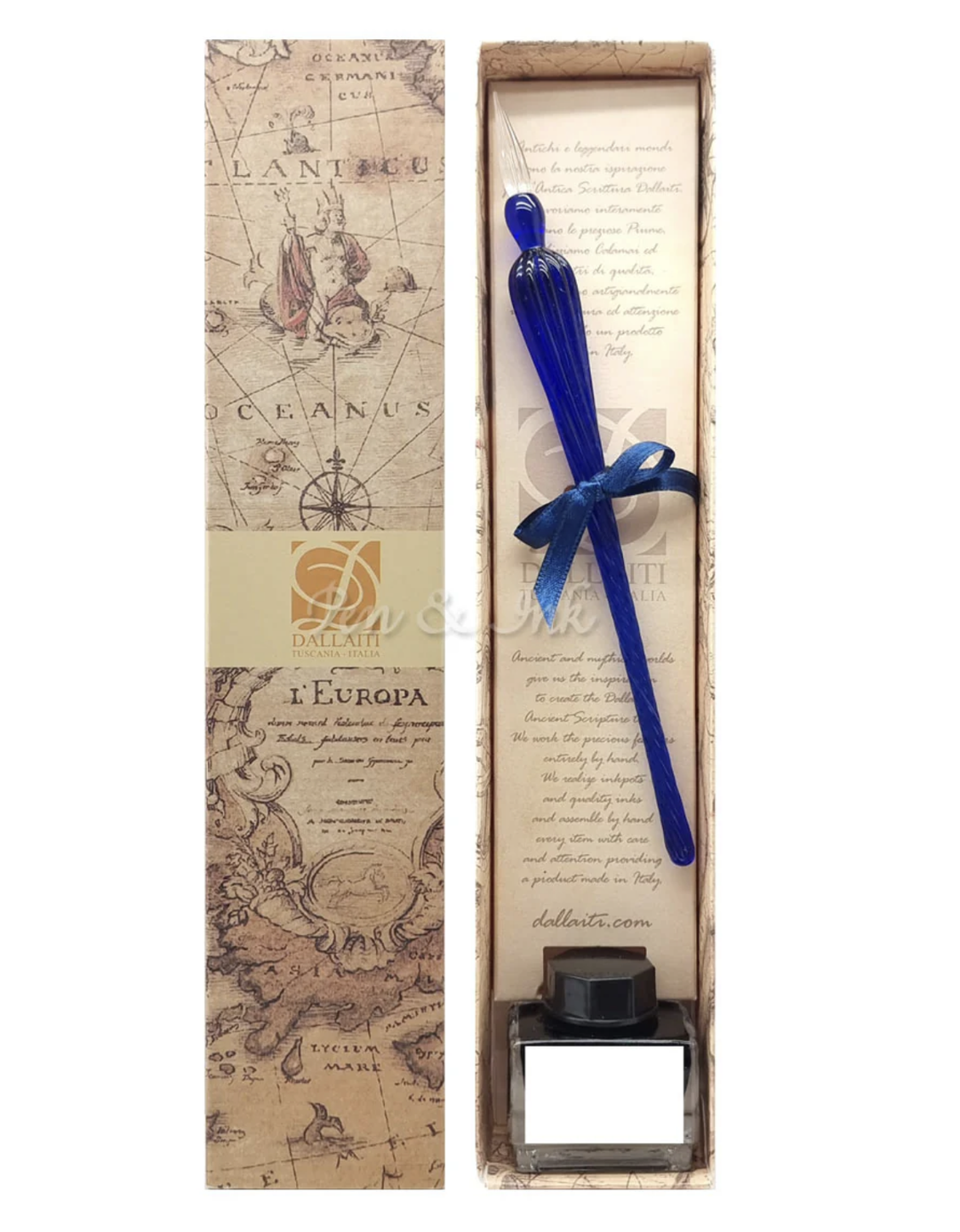 Large Glass Pen with Ink -  Blue