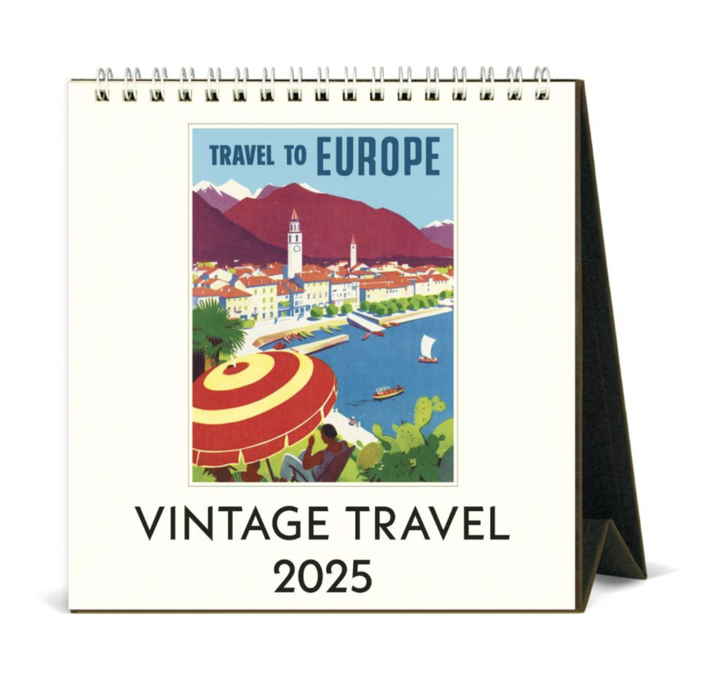 Cavallini 2025 Desk Calendar - Vintage Travel