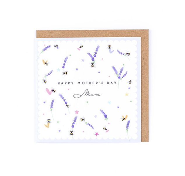 Ditsy Card - Heather & Bees