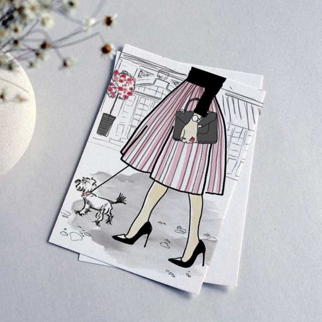 Susan Kerian Card - Walking the Dog