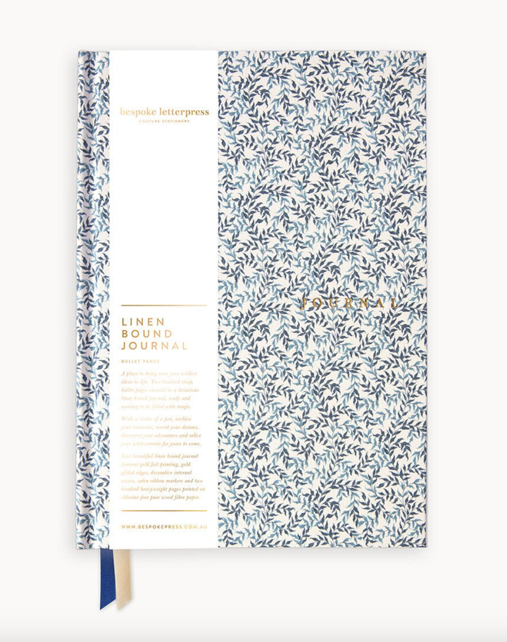 Bespoke Linen Lined Journal - Bluebloom Ivy