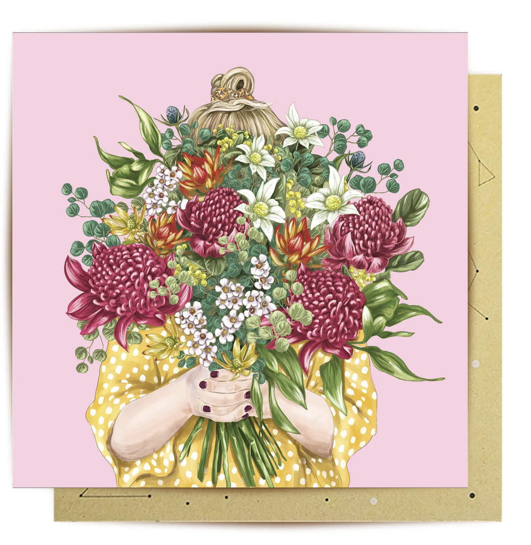 La La Land Card - Girl Bouquet Polka Dots