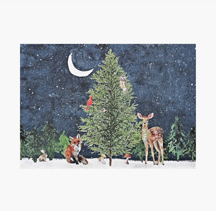 Deluxe Boxed Christmas Cards - Moonlit Forest Friends
