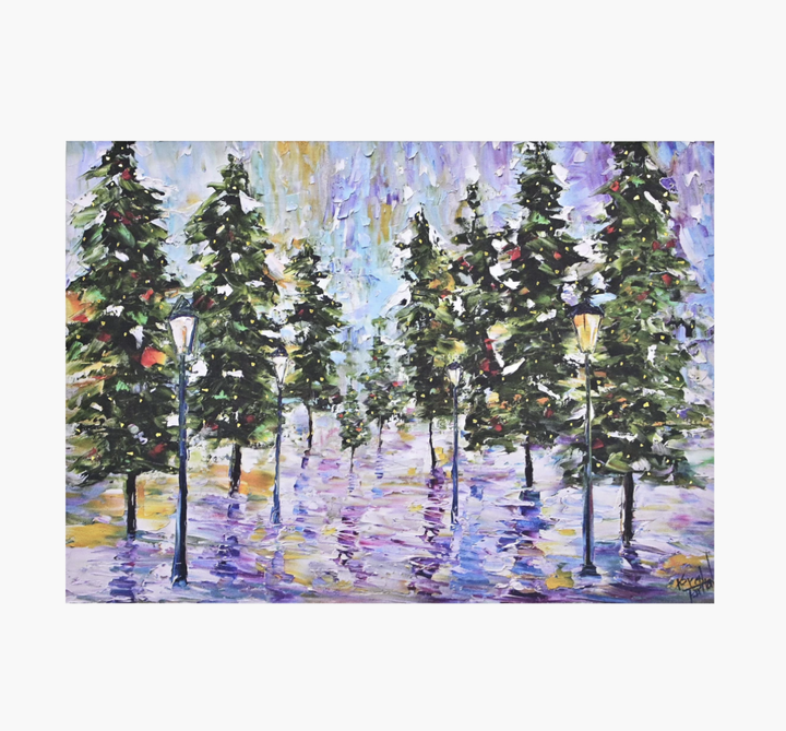 Deluxe Boxed Christmas Cards - Pines In Moonlight